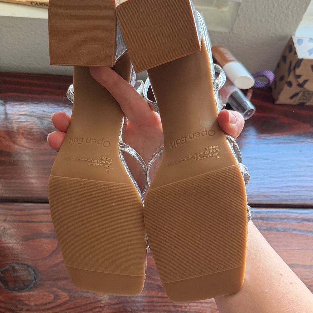 Open Edit Silver Strappy Sandals - Picture 3 of 4